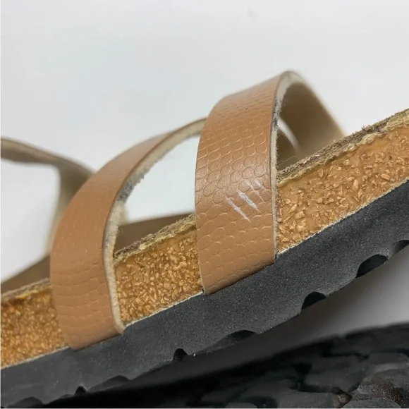 BIRKENSTOCK BIRKI'S Size 38 (7) Sandals Tan Brown Leather Rhinestone Buckle - Picture 7 of 12